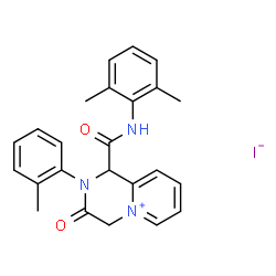 ChemSpider 2D Image | 1-[(2,6-Dimethylphenyl)carbamoyl]-2-(2-methylphenyl)-3-oxo-1,2,3,4-tetrahydropyrido[1,2-a]pyrazin-5-ium iodide | C24H24IN3O2