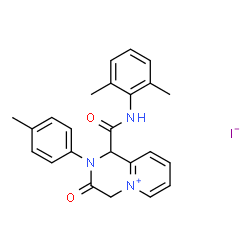 ChemSpider 2D Image | 1-[(2,6-Dimethylphenyl)carbamoyl]-2-(4-methylphenyl)-3-oxo-1,2,3,4-tetrahydropyrido[1,2-a]pyrazin-5-ium iodide | C24H24IN3O2