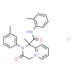 ChemSpider 2D Image | 1-Methyl-2-(3-methylphenyl)-1-[(2-methylphenyl)carbamoyl]-3-oxo-1,2,3,4-tetrahydropyrido[1,2-a]pyrazin-5-ium iodide | C24H24IN3O2