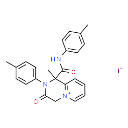 ChemSpider 2D Image | 1-Methyl-2-(4-methylphenyl)-1-[(4-methylphenyl)carbamoyl]-3-oxo-1,2,3,4-tetrahydropyrido[1,2-a]pyrazin-5-ium iodide | C24H24IN3O2