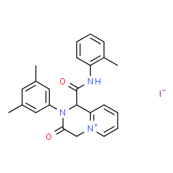 ChemSpider 2D Image | 2-(3,5-Dimethylphenyl)-1-[(2-methylphenyl)carbamoyl]-3-oxo-1,2,3,4-tetrahydropyrido[1,2-a]pyrazin-5-ium iodide | C24H24IN3O2