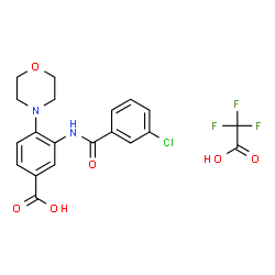 ChemSpider 2D Image | 3-[(3-Chlorobenzoyl)amino]-4-(4-morpholinyl)benzoic acid trifluoroacetate (1:1) | C20H18ClF3N2O6