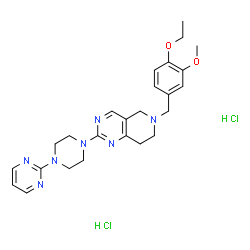 ChemSpider 2D Image | 6-(4-Ethoxy-3-methoxybenzyl)-2-[4-(2-pyrimidinyl)-1-piperazinyl]-5,6,7,8-tetrahydropyrido[4,3-d]pyrimidine dihydrochloride | C25H33Cl2N7O2