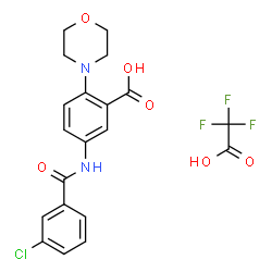 ChemSpider 2D Image | 5-[(3-Chlorobenzoyl)amino]-2-(4-morpholinyl)benzoic acid trifluoroacetate (1:1) | C20H18ClF3N2O6