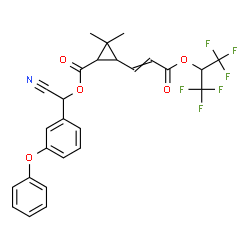 ChemSpider 2D Image | Cyano(3-phenoxyphenyl)methyl 3-{3-[(1,1,1,3,3,3-hexafluoro-2-propanyl)oxy]-3-oxo-1-propen-1-yl}-2,2-dimethylcyclopropanecarboxylate | C26H21F6NO5