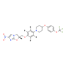 ChemSpider 2D Image | (2R)-2-Methyl-6-nitro-2-({[4-{4-[4-(trifluoromethoxy)phenoxy]-1-piperidinyl}(~2~H_4_)phenyl]oxy}methyl)-2,3-dihydroimidazo[2,1-b][1,3]oxazole | C25H21D4F3N4O6