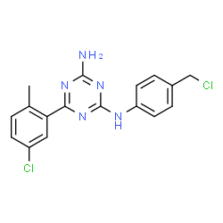 ChemSpider 2D Image | N-[4-(Chloromethyl)phenyl]-6-(5-chloro-2-methylphenyl)-1,3,5-triazine-2,4-diamine | C17H15Cl2N5