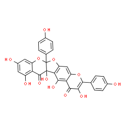 ChemSpider 2D Image | 3,5,5b,7,9-Pentahydroxy-2,11a-bis(4-hydroxyphenyl)-5b,11a-dihydro-4H,6H-chromeno[6',7':4,5]furo[2,3-b]chromene-4,6-dione | C30H18O12