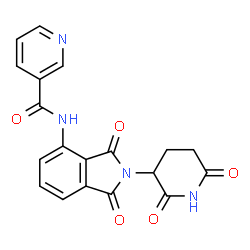 ChemSpider 2D Image | N-[2-(2,6-Dioxo-3-piperidinyl)-1,3-dioxo-2,3-dihydro-1H-isoindol-4-yl]nicotinamide | C19H14N4O5