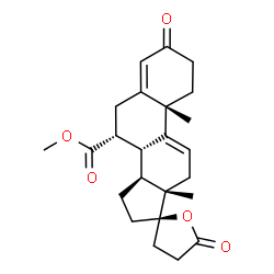 ChemSpider 2D Image | Methyl (7R,8R,10S,13S,14S,17R)-10,13-dimethyl-3,5'-dioxo-1,2,3,4',5',6,7,8,10,12,13,14,15,16-tetradecahydro-3'H-spiro[cyclopenta[a]phenanthrene-17,2'-furan]-7-carboxylate | C24H30O5