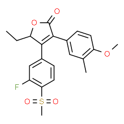 ChemSpider 2D Image | 5-Ethyl-4-[3-fluoro-4-(methylsulfonyl)phenyl]-3-(4-methoxy-3-methylphenyl)-2(5H)-furanone | C21H21FO5S
