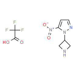 ChemSpider 2D Image | 1-(3-Azetidinyl)-5-nitro-1H-pyrazole trifluoroacetate (1:1) | C8H9F3N4O4