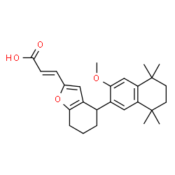 ChemSpider 2D Image | (2E)-3-[4-(3-Methoxy-5,5,8,8-tetramethyl-5,6,7,8-tetrahydro-2-naphthalenyl)-4,5,6,7-tetrahydro-1-benzofuran-2-yl]acrylic acid | C26H32O4