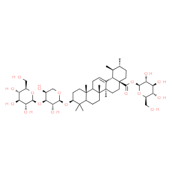 ChemSpider 2D Image | 1-O-[(3beta,5xi,9xi)-3-{[3-O-(beta-D-Glucopyranosyl)-alpha-L-arabinopyranosyl]oxy}-28-oxours-12-en-28-yl]-beta-D-glucopyranose | C47H76O17