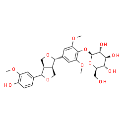 ChemSpider 2D Image | 4-[(1S,3aR,6aR)-4-(4-Hydroxy-3-methoxyphenyl)tetrahydro-1H,3H-furo[3,4-c]furan-1-yl]-2,6-dimethoxyphenyl beta-D-glucopyranoside | C27H34O12
