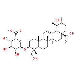 ChemSpider 2D Image | (3beta,5xi,9xi)-19,23,28-Trihydroxy-28-oxours-12-en-3-yl beta-D-glucopyranosiduronic acid | C36H56O11
