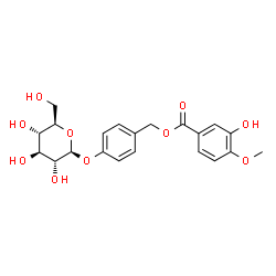 ChemSpider 2D Image | 4-(beta-D-Glucopyranosyloxy)benzyl 3-hydroxy-4-methoxybenzoate | C21H24O10