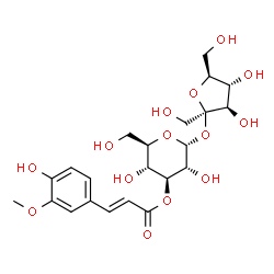 ChemSpider 2D Image | beta-L-Fructofuranosyl 3-O-[(2E)-3-(4-hydroxy-3-methoxyphenyl)-2-propenoyl]-alpha-D-glucopyranoside | C22H30O14