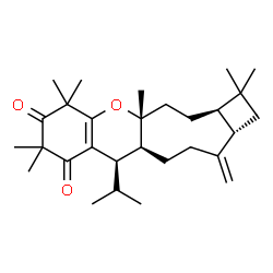 ChemSpider 2D Image | (2aR,4aR,10R,10aS,13aS)-10-Isopropyl-2,2,4a,6,6,8,8-heptamethyl-13-methylene-2,2a,3,4,4a,6,10,10a,11,12,13,13a-dodecahydrocyclobuta[6,7]cyclonona[1,2-b]chromene-7,9(1H,8H)-dione | C29H44O3