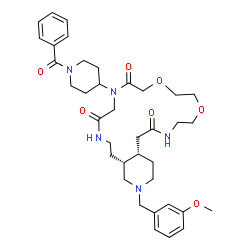 ChemSpider 2D Image | (4aS,21aR)-16-(1-Benzoyl-4-piperidinyl)-2-(3-methoxybenzyl)tetradecahydro-2H-pyrido[3,4-m][1,4,7,10,17]dioxatriazacyclononadecine-6,15,18(1H,7H,14H)-trione | C37H51N5O7