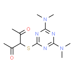 ChemSpider 2D Image | 3-{[4,6-Bis(dimethylamino)-1,3,5-triazin-2-yl]sulfanyl}-2,4-pentanedione | C12H19N5O2S