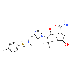 ChemSpider 2D Image | (4R)-1-{(2S)-3,3-Dimethyl-2-[4-({methyl[(4-methylphenyl)sulfonyl]amino}methyl)-1H-1,2,3-triazol-1-yl]butanoyl}-4-hydroxy-N-methyl-L-prolinamide | C23H34N6O5S