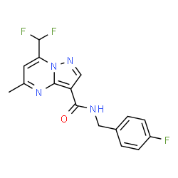 ChemSpider 2D Image | 7-(Difluoromethyl)-N-(4-fluorobenzyl)-5-methylpyrazolo[1,5-a]pyrimidine-3-carboxamide | C16H13F3N4O