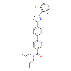 ChemSpider 2D Image | 6-{4-[5-(2,6-Difluorophenyl)-3,4-dihydro-2H-pyrrol-2-yl]phenyl}-N,N-dipropylnicotinamide | C28H29F2N3O