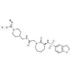 ChemSpider 2D Image | N-[(1-Carbamimidoyl-4-piperidinyl)methyl]-2-{(3S)-3-[(2,3-dihydro-1-benzofuran-5-ylsulfonyl)amino]-2-oxo-1-azepanyl}acetamide | C23H34N6O5S