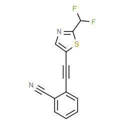 ChemSpider 2D Image | 2-{[2-(Difluoromethyl)-1,3-thiazol-5-yl]ethynyl}benzonitrile | C13H6F2N2S