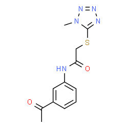 ChemSpider 2D Image | N-(3-Acetylphenyl)-2-[(1-methyl-1H-tetrazol-5-yl)sulfanyl]acetamide | C12H13N5O2S