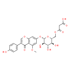 ChemSpider 2D Image | 3-(4-Hydroxyphenyl)-5-methoxy-4-oxo-4H-chromen-7-yl 6-O-(carboxyacetyl)-beta-D-glucopyranoside | C25H24O13