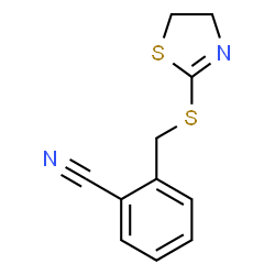 ChemSpider 2D Image | 2-[(4,5-Dihydro-1,3-thiazol-2-ylsulfanyl)methyl]benzonitrile | C11H10N2S2