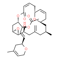 ChemSpider 2D Image | (1S,2E)-1-[(1R,3S,7S,8S,10R,12S,15Z,18R)-7-Hydroxy-3-methyl-5-methylene-14-oxo-9,13,22-trioxatricyclo[16.3.1.0~8,10~]docosa-15,19-dien-12-yl]-3-[(2S)-4-methyl-3,6-dihydro-2H-pyran-2-yl]-2-propen-1-yl 
acetate | C32H44O8