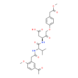 ChemSpider 2D Image | (3S)-3-({N-[(5-Acetyl-2-methoxyphenyl)acetyl]-L-valyl}amino)-5-[4-(2-methoxy-2-oxoethyl)phenoxy]-4-oxopentanoic acid | C30H36N2O10