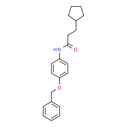 ChemSpider 2D Image | N-[4-(Benzyloxy)phenyl]-3-cyclopentylpropanamide | C21H25NO2