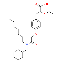 ChemSpider 2D Image | 3-(4-{2-[(Cyclohexylmethyl)(heptyl)amino]-2-oxoethoxy}phenyl)-2-ethoxypropanoic acid | C27H43NO5