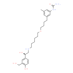 ChemSpider 2D Image | 1-[3-(4-{[6-({(2R)-2-Hydroxy-2-[4-hydroxy-3-(hydroxymethyl)phenyl]ethyl}amino)hexyl]oxy}butyl)-5-methylphenyl]urea | C27H41N3O5