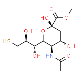 ChemSpider 2D Image | Methyl 5-acetamido-3,5-dideoxy-6-[(1R,2S)-1,2-dihydroxy-3-sulfanylpropyl]-alpha-L-threo-hex-2-ulopyranosonate | C12H21NO8S