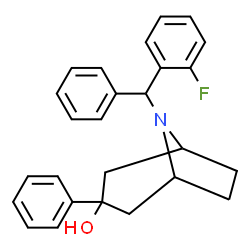 ChemSpider 2D Image | 8-[(2-Fluorophenyl)(phenyl)methyl]-3-phenyl-8-azabicyclo[3.2.1]octan-3-ol | C26H26FNO