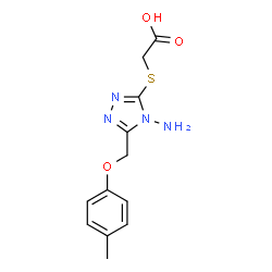 ChemSpider 2D Image | ({4-Amino-5-[(4-methylphenoxy)methyl]-4H-1,2,4-triazol-3-yl}sulfanyl)acetic acid | C12H14N4O3S