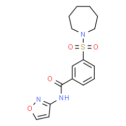ChemSpider 2D Image | 3-(1-Azepanylsulfonyl)-N-(1,2-oxazol-3-yl)benzamide | C16H19N3O4S