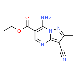 ChemSpider 2D Image | Ethyl 7-amino-3-cyano-2-methylpyrazolo[1,5-a]pyrimidine-6-carboxylate | C11H11N5O2