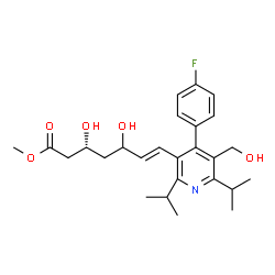 ChemSpider 2D Image | Methyl (3R,6E)-7-[4-(4-fluorophenyl)-5-(hydroxymethyl)-2,6-diisopropyl-3-pyridinyl]-3,5-dihydroxy-6-heptenoate | C26H34FNO5