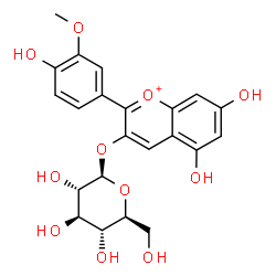 ChemSpider 2D Image | 5,7-Dihydroxy-2-(4-hydroxy-3-methoxyphenyl)-3-chromeniumyl beta-L-glucopyranoside | C22H23O11