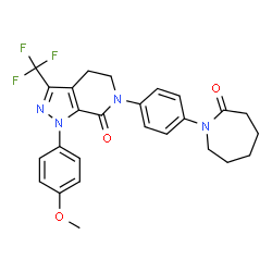 ChemSpider 2D Image | 1-(4-Methoxyphenyl)-6-[4-(2-oxo-1-azepanyl)phenyl]-3-(trifluoromethyl)-1,4,5,6-tetrahydro-7H-pyrazolo[3,4-c]pyridin-7-one | C26H25F3N4O3