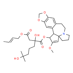 ChemSpider 2D Image | O~3~-(2-{2-[(2E)-2-Buten-1-yloxy]-2-oxoethyl}-2,6-dihydroxy-6-methylheptanoyl)cephalotaxine | C32H43NO9