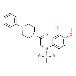 ChemSpider 2D Image | N-(3-Chloro-4-methoxyphenyl)-N-[2-oxo-2-(4-phenyl-1-piperazinyl)ethyl]methanesulfonamide | C20H24ClN3O4S