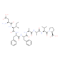 ChemSpider 2D Image | L-alpha-Aspartyl-L-isoleucyl-L-phenylalanyl-L-phenylalanyl-L-alanyl-L-alanyl-L-valyl-L-proline | C44H62N8O11