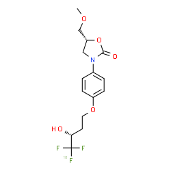 ChemSpider 2D Image | (5R)-3-{4-[(3R)-4,4-Difluoro-4-(~18~F)fluoro-3-hydroxybutoxy]phenyl}-5-(methoxymethyl)-1,3-oxazolidin-2-one | C15H18F218FNO5